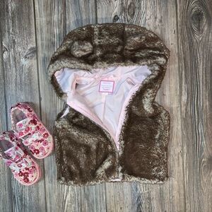 Gymboree Faux Fur Hooded Sleeveless Jacket